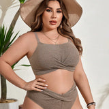 Swim Curve Conjunto De Traje De Bano Con Dobladillo Cruzado Para Mujer Talla Grande Wedding