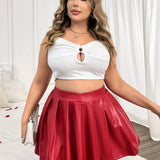 Prive Plus Size Pleated Pu Skirt