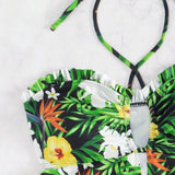 Swim Vcay Conjunto de tankini para mujer con estampado tropical, top con tirantes cruzados y braguita triangular