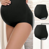 2 piezas/paquete Ropa interior de maternidad con soporte para la barriga de cintura alta, comodo, elastico y amigable con la piel para la madre
