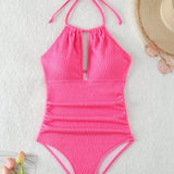 Swim Vcay Traje De Bano De Una Pieza De Color Liso Para Mujer