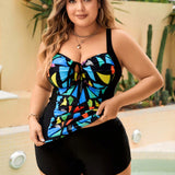 Swim Lushore Conjunto De Bikini De Talla Grande Con Impresion De Esplicing, Carnaval