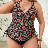 Swim Lushore Conjunto De Bikini Impreso Con Flores De Talla Grande Para El Carnaval