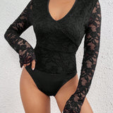 Frenchy Body De Encaje Con Cuello En V Para Mujer