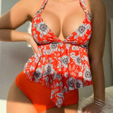 Swim Bikini Tankini Cami Con Estampado De Flores San Valentin