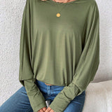 Camiseta De Mujer Verde Con Cuello En V Y Espalda De Capas Multiples