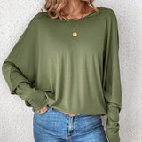 Camiseta De Mujer Verde Con Cuello En V Y Espalda De Capas Multiples