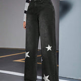EZwear Jeans Sueltos Para Mujer Con Diseno De Estrella