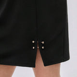 BIZwear Plus Size Women'S Slit Hem Short Skirt
