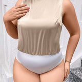 Bodysuit Sin Mangas Con Cuello En Pie Para Mujer De a Grande