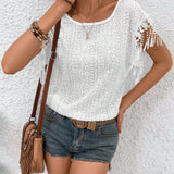 Blusa Con Dee Bordado De Hueco Y Borla