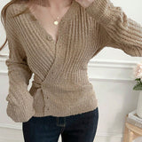 DAZY Cardigan Elegante Para Mujeres Con Solapa Y Boton Diagonal A Lo Largo Del Frente, Ajustado Y Entallado