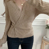 DAZY Cardigan Elegante Para Mujeres Con Solapa Y Boton Diagonal A Lo Largo Del Frente, Ajustado Y Entallado