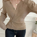 DAZY Cardigan Elegante Para Mujeres Con Solapa Y Boton Diagonal A Lo Largo Del Frente, Ajustado Y Entallado