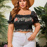 Blusa Envolvente Con Estampado Floral Para Mujeres De a Grande