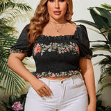 Blusa Envolvente Con Estampado Floral Para Mujeres De a Grande