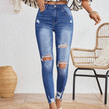 VCAY Jeans Ajustados Para Mujer Con Efecto Lavado Y Desgaste