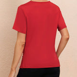 Clasi Camiseta Casual Con Cuello Vuelto De Color Liso Para Mujer