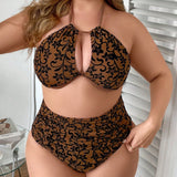 Swim Curve Traje De Bano Dividido De Malla De Terciopelo De Talla Grande