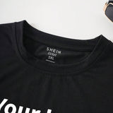 SXY Plus Size Women's Love Heart Print Round Neck T-Shirt With Slogan