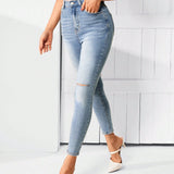 LUNE Jeans De Mujer Ajustados Y Desgastados