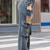 ICON Pantalones De Peto Jeans Holgados Desgastados