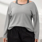 Essnce Women's Plus Size Color Block 2 In 1 T-Shirt