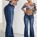 ICON Jeans Acampanados Deshilachados Para Mujer