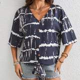 Camisa Casual Estampada Para Mujer Para Vacaciones (patron Aleatorio)