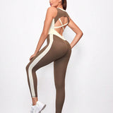 Conjunto Deportivo De Yoga Basico Con Sujetador De Pecho Y Muslos Altos, Incluye Top Y Legging