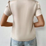 Frenchy Blusa De Color Liso Con Cuello De Muesca