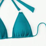 Swim Conjunto de bikini con nudos decorativos circulares en los laterales + falda de bano para carnaval