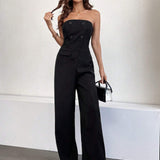 Women's Double-Breasted Decorative Strapless Jumpsuit