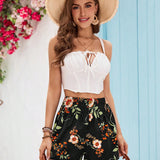 VCAY Pantalones Cortos De Vacaciones Con Estampado Floral Para Mujer