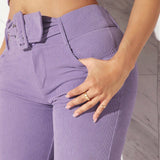 Haute Conjunto De Top De Pana & Pantalones Con Cinturon