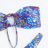 Swim Conjunto de bikini bandeau estampado floral para mujeres, ideal para el carnaval