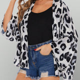 kimono De Manga Murcielago Con Estampado De Leopardo Para Mujer