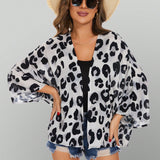 kimono De Manga Murcielago Con Estampado De Leopardo Para Mujer