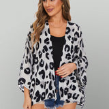 kimono De Manga Murcielago Con Estampado De Leopardo Para Mujer