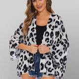 kimono De Manga Murcielago Con Estampado De Leopardo Para Mujer