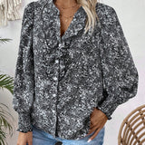 Clasi Camisa Con Estampado Integral Y Detalle De Ribete De Volantes