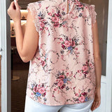 Clasi Blusa De a Grande Con Estampado Floral Y Ribete De Encaje