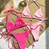 Swim Mod 2 Sets Bikini De Tirantes Acanalado Para Mujer