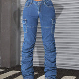 ICON Jeans Cargo De Mezclilla De Talle Bajo