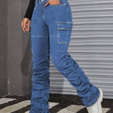 ICON Jeans Cargo De Mezclilla De Talle Bajo