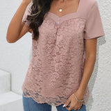 LUNE Camisa Con Cuello En Forma De Corazon Con Encaje