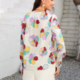 Camisa De Cuello Muesca Con Estampado Floral Para Mujer