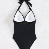 Swim Traje De Bano Para Mujer De Una Pieza Con Correa De Cuello Halter