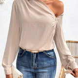 Essnce Blusa con volantes y hombros al descubierto