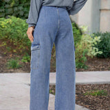 LUNE Pantalones Jeans Utilitarios Con Bolsillos Para Mujer